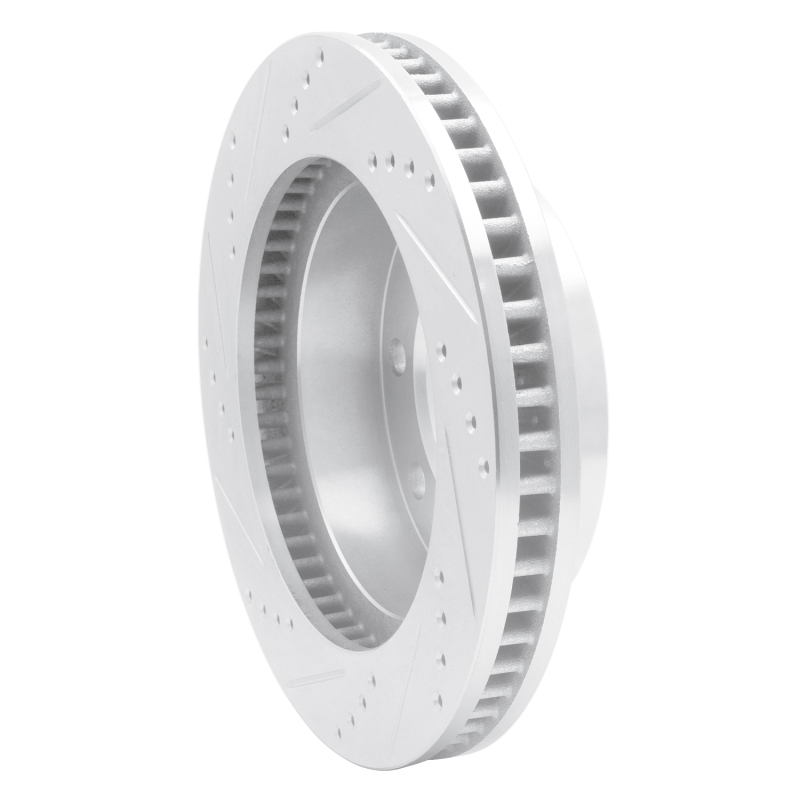 Cadillac DTS Brake Rotor (1) - Front Right - R1 Concepts - Drilled & Slotted - Silver - `06-`11